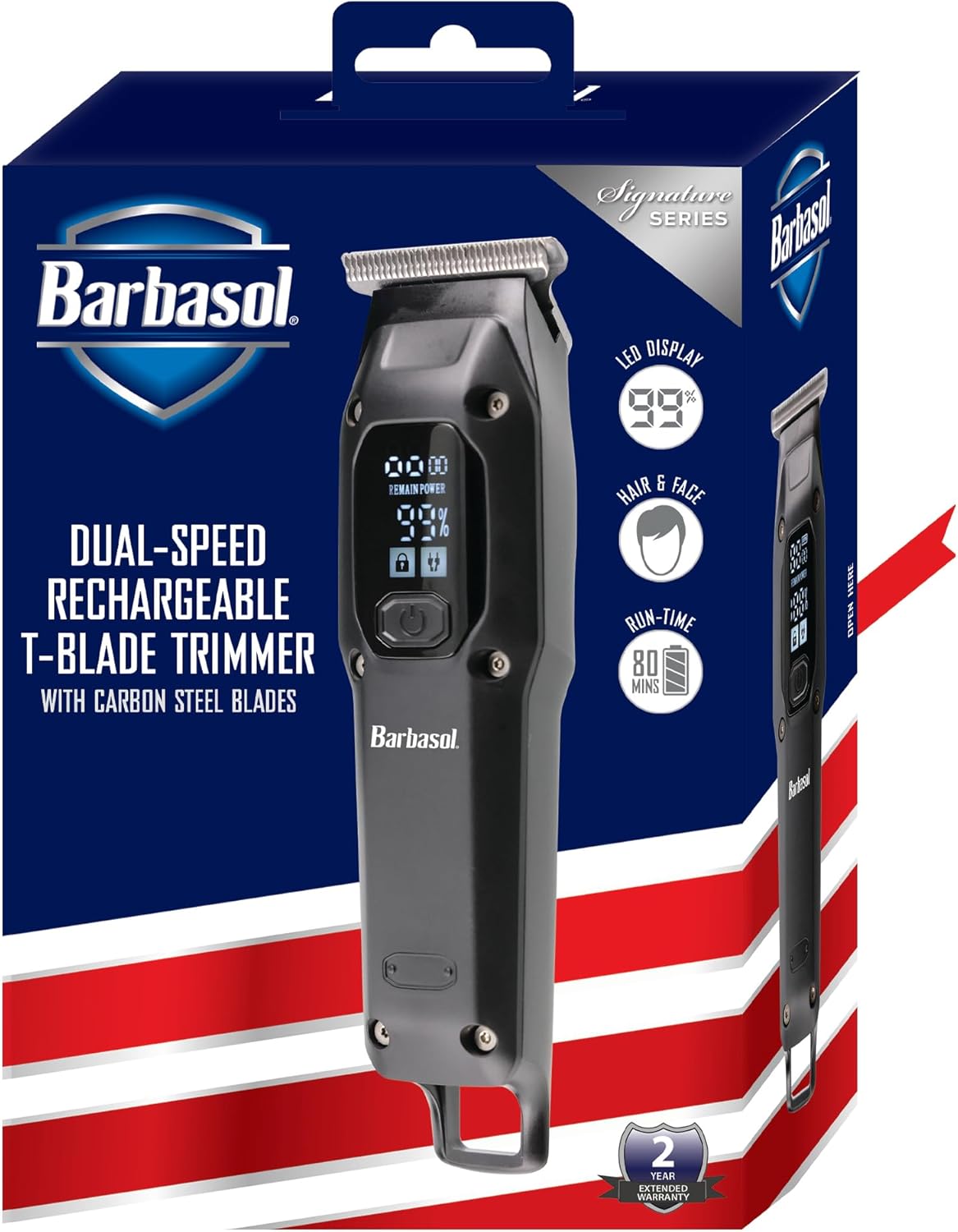 Barbasol T-Blade Trimmer, Rechargeable Hair and Beard Trimmer LED Display