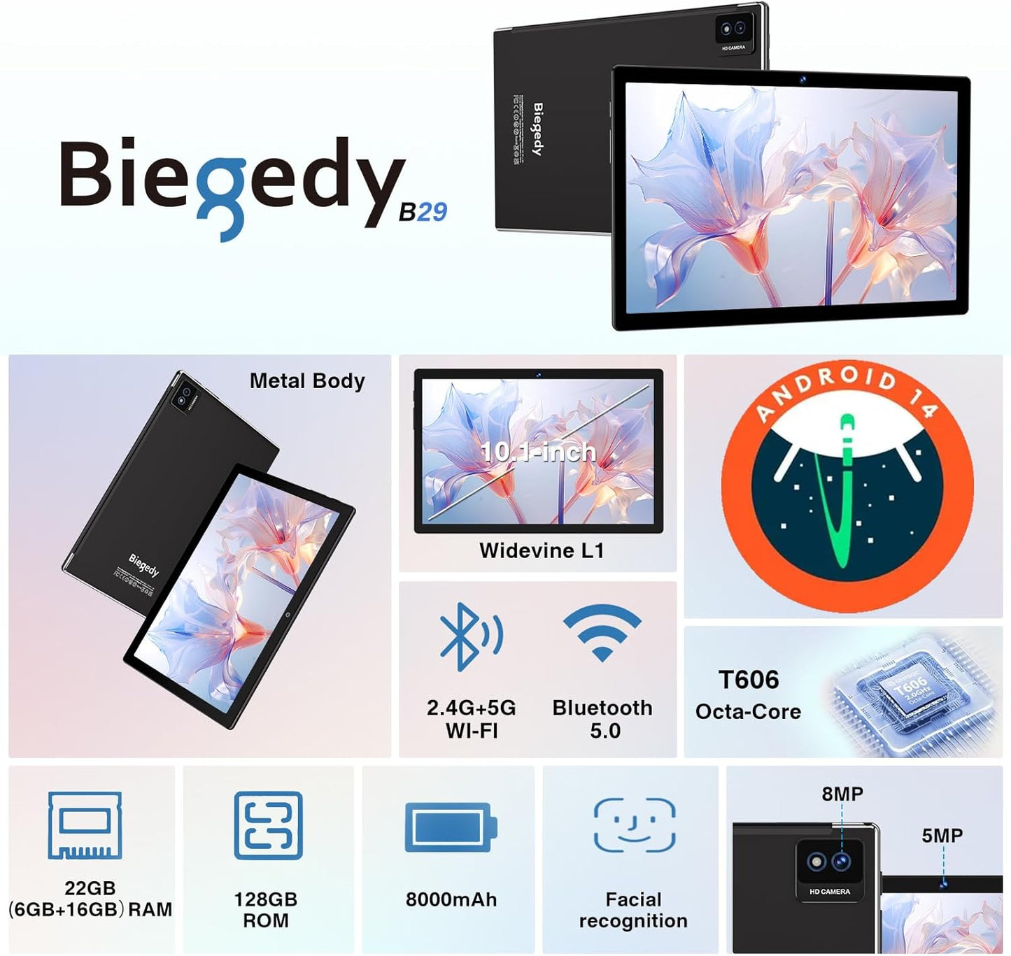 BIEGEDY B29 10" Tablet | 128GB | 6GB | Wifi