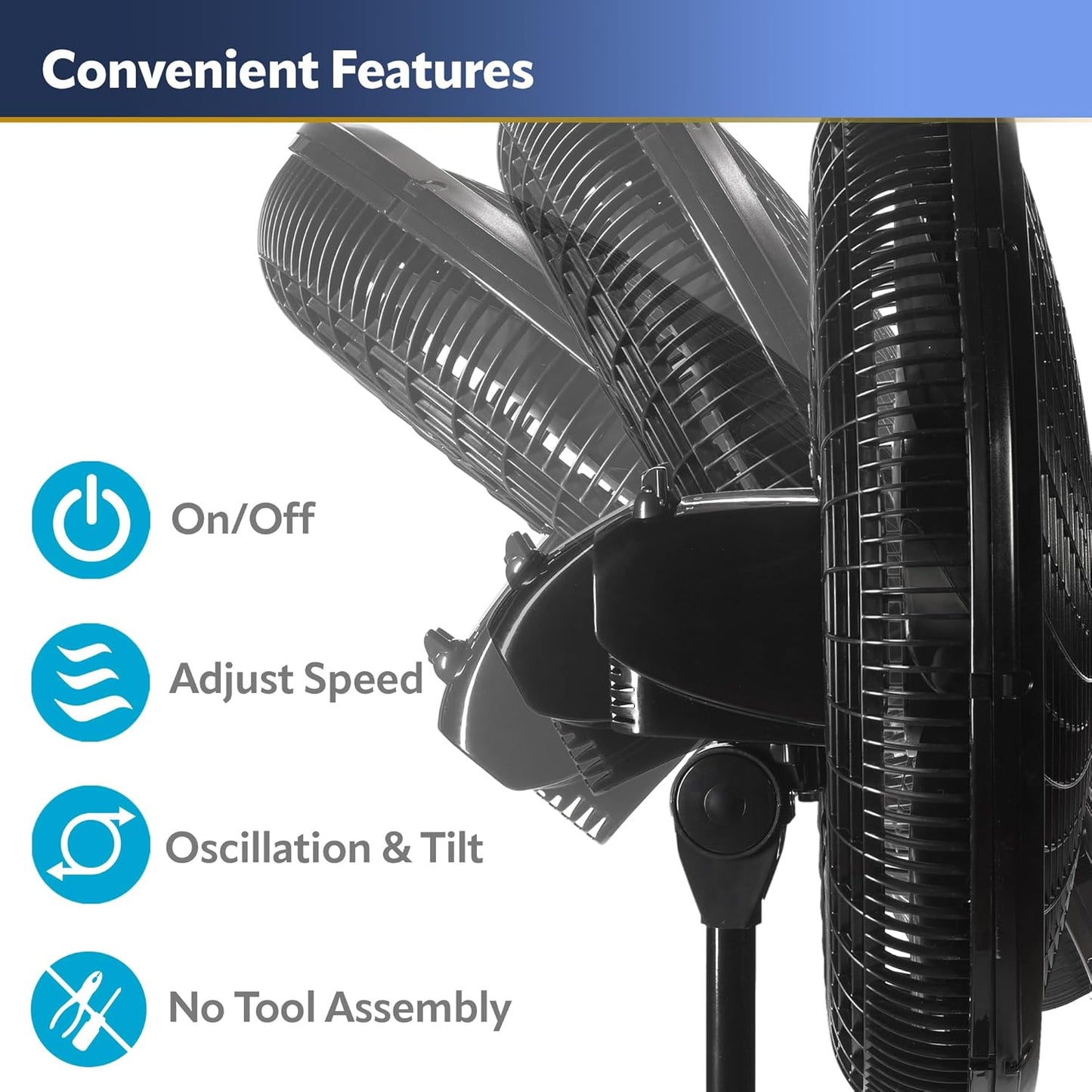 Lasko 1827 Oscillating Stand Fan, 18 Inch Black
