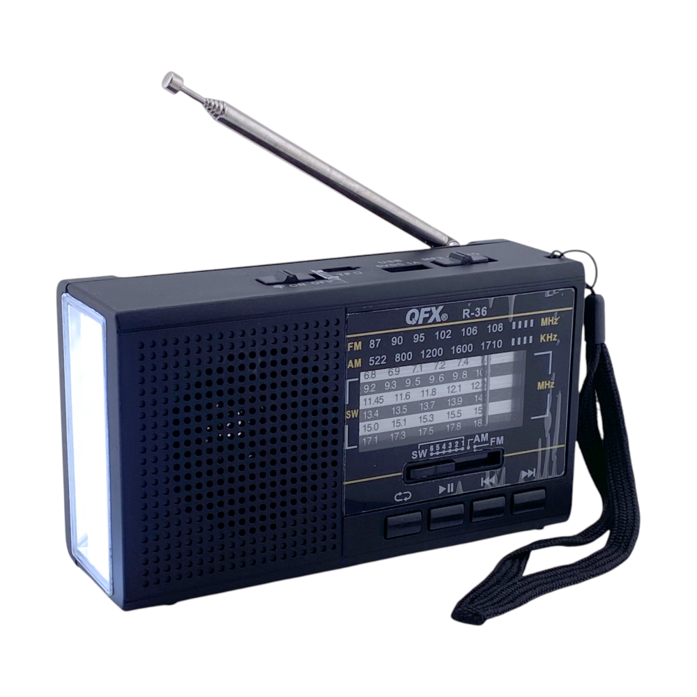 QFX Emergency Solar Radio with Flashlight | QFX R-36