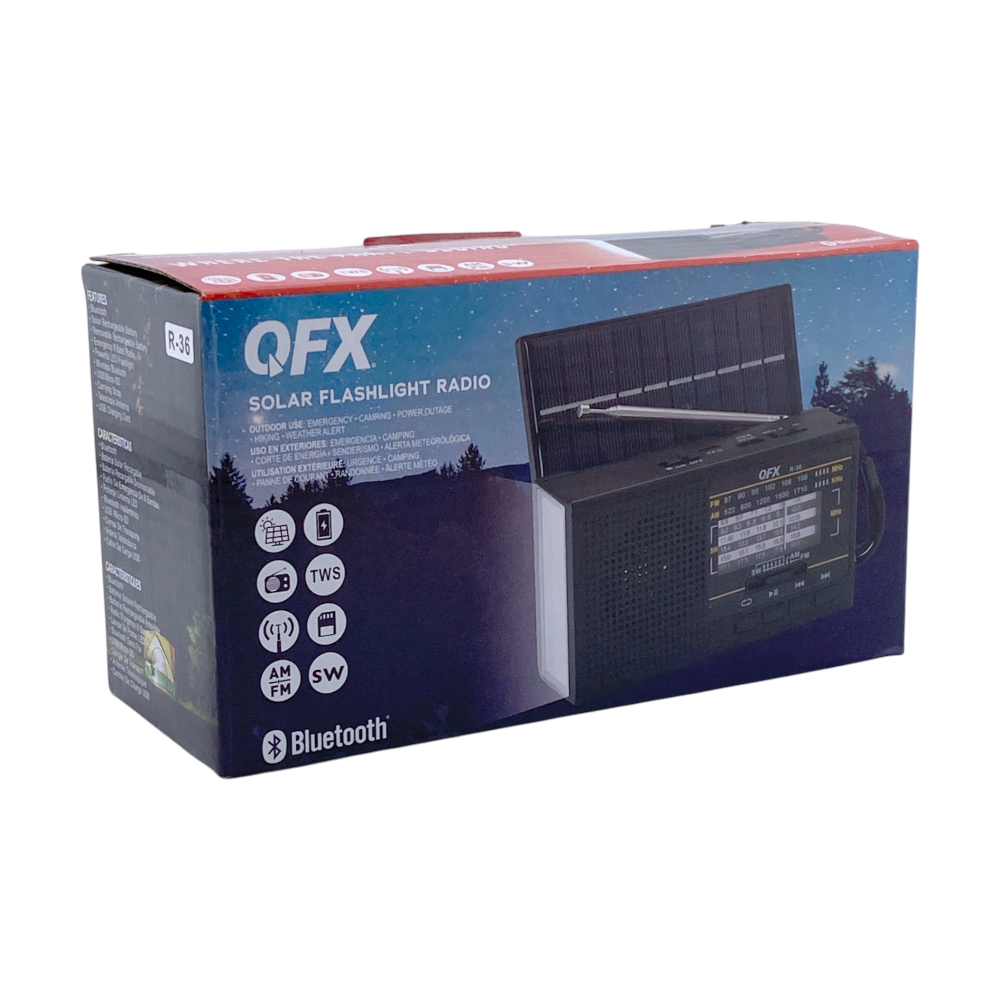 QFX Emergency Solar Radio with Flashlight | QFX R-36