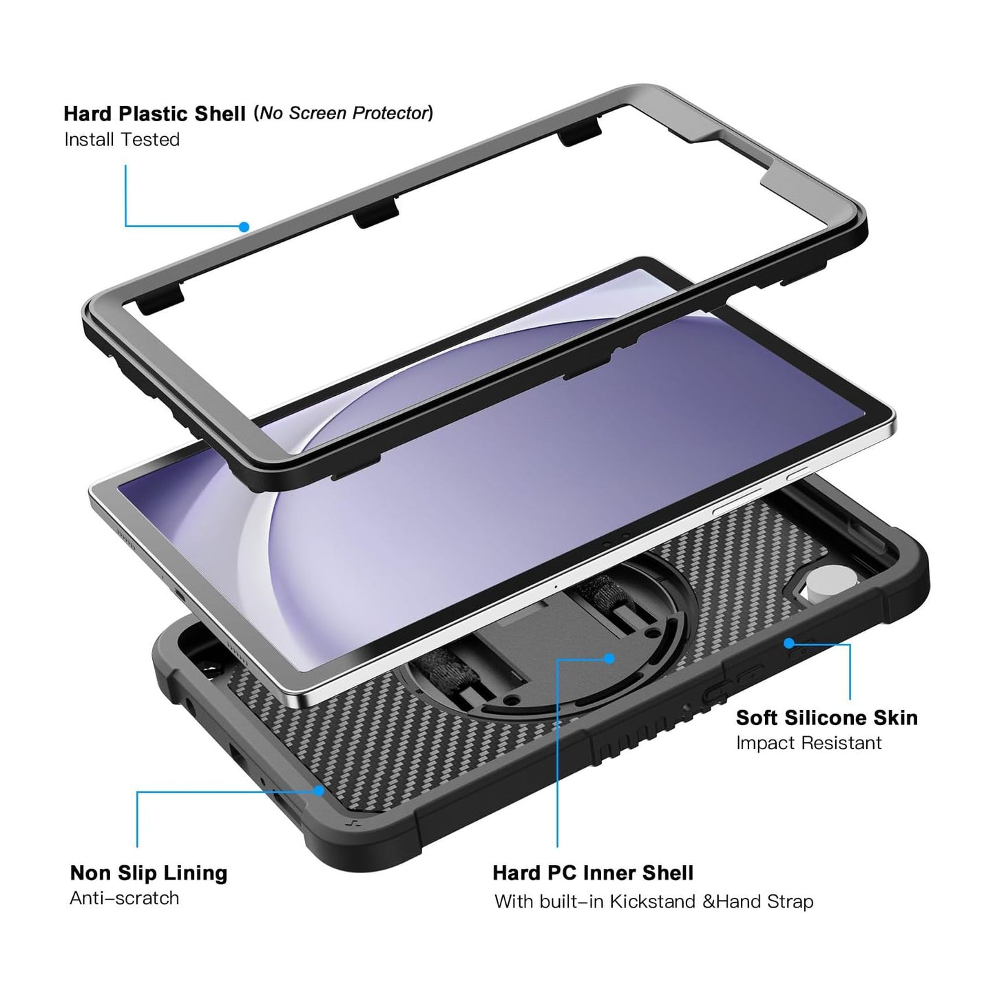 Rugged Case for Samsung Galaxy Tab A9 Case 8.7 Inch 2023