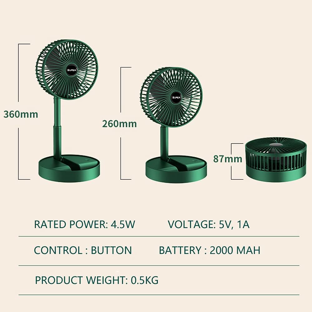 Telescopic Folding Fan Green USB