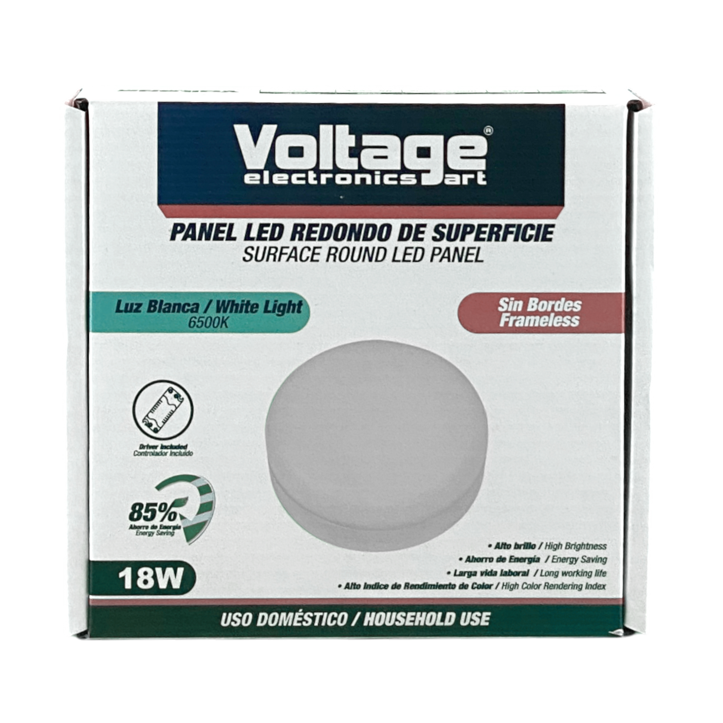 Voltage 5" LED Surface Mount Round Frameless Light 18W