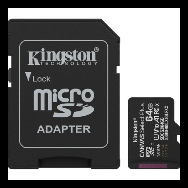 Kingston 64GB Micro SD Memory Card with Adapate Class 10