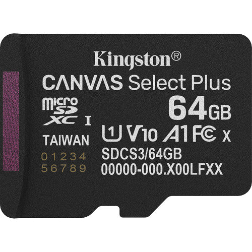 Kingston 64GB Micro SD Memory Card with Adapate Class 10