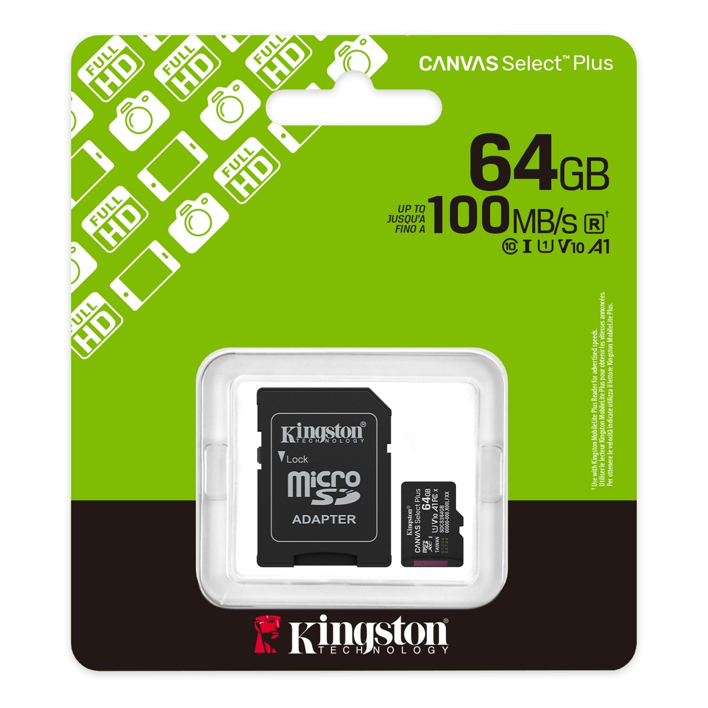 Kingston 64GB Micro SD Memory Card with Adapate Class 10