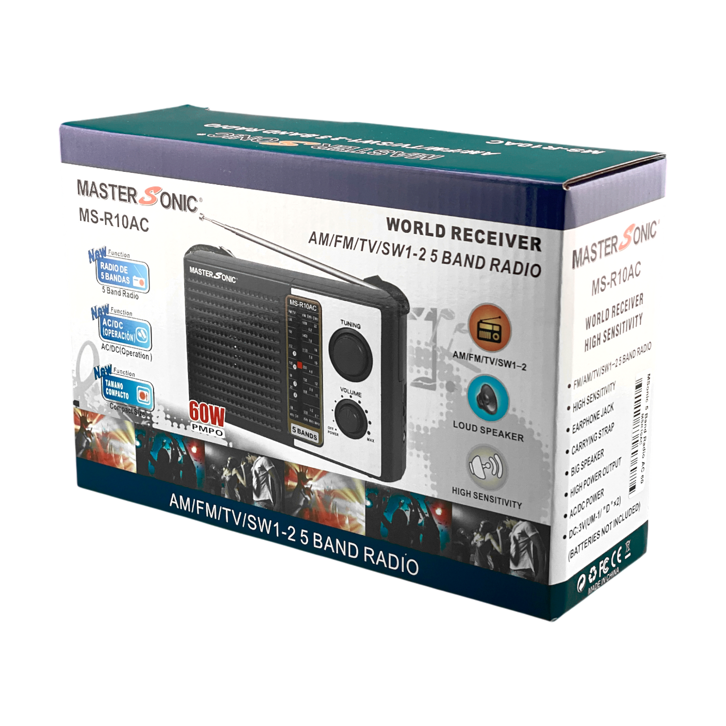 Master Sonic 5 Band Radio with AC Cord - R10AC