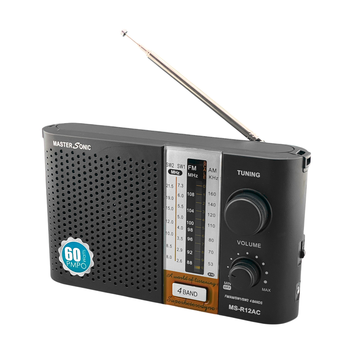 Master Sonic 4 Band Radio with  AC Cord - R12AC