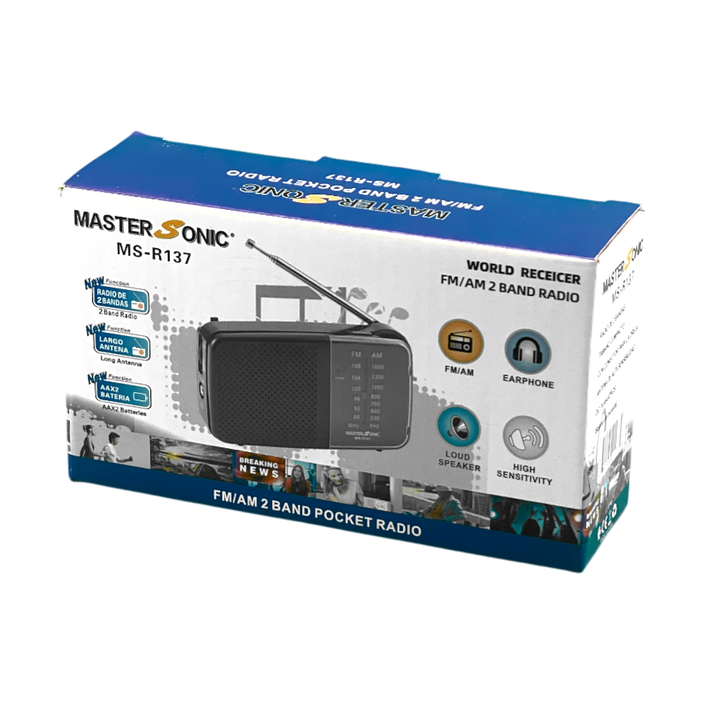 Master Sonic AM FM Pocket Radio - Battery - R137