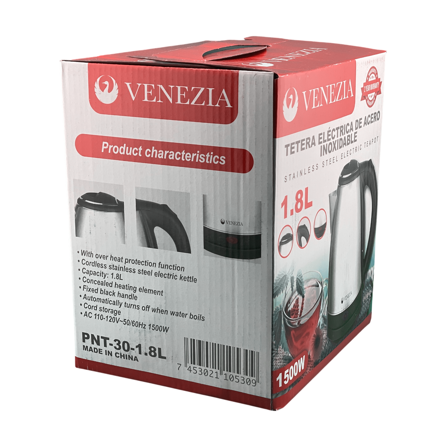VENEZIA 1.8L Stainles Steal Electric Kettle 1500W