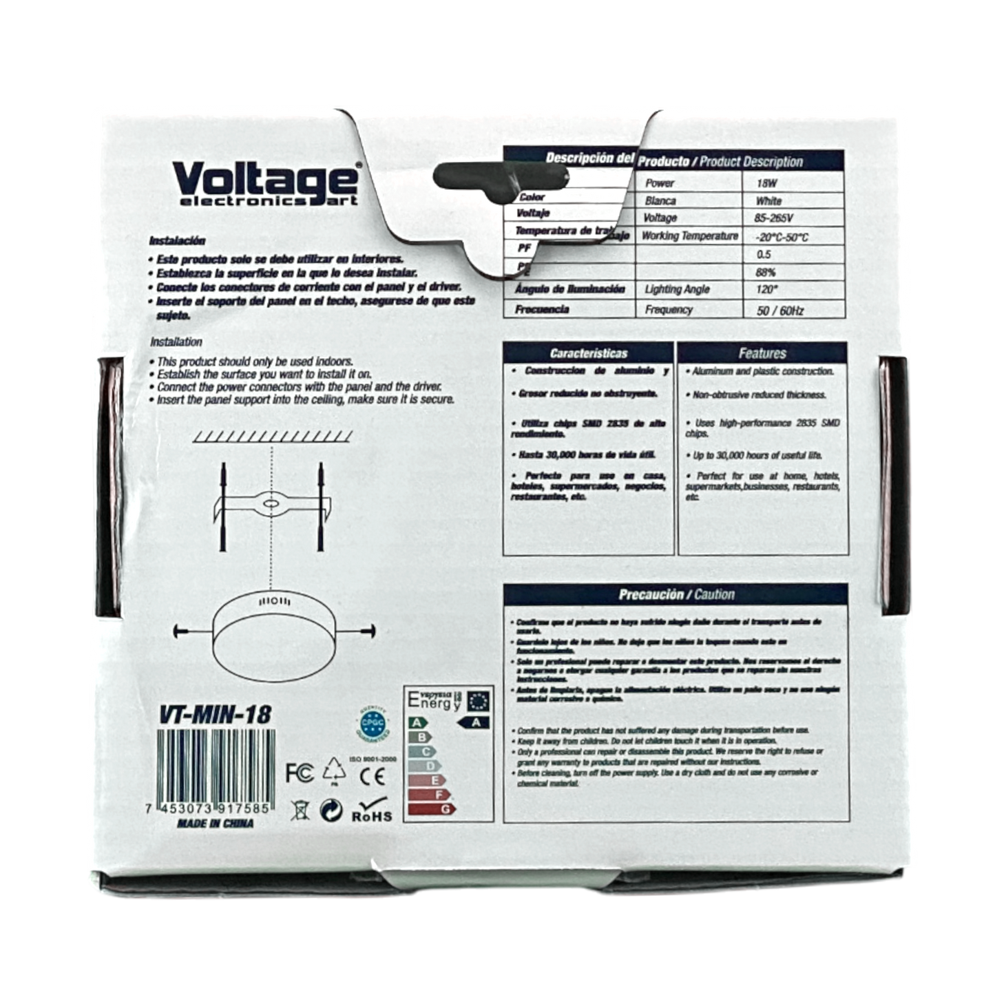 Voltage 5" LED Surface Mount Round Frameless Light 18W