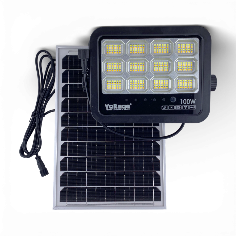Voltage Solar Rechargeable LED Flood Light with Separate Panel 100W