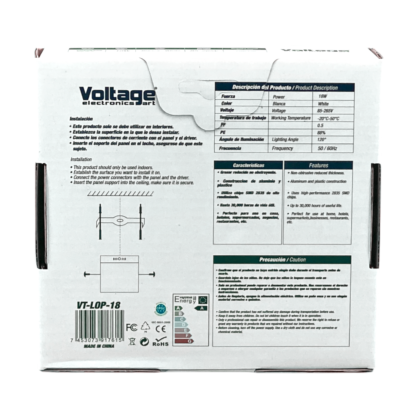 Voltage 5" LED Surface Mount Square Frameless Light 18W