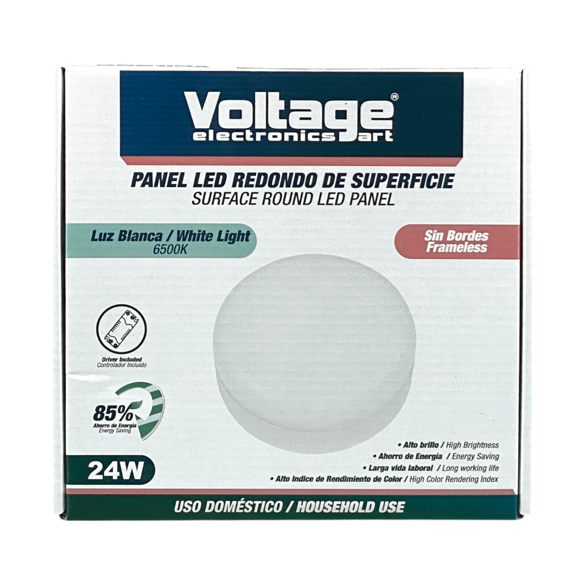 Voltage 7" LED Surface Mount Round Frameless Light 24W