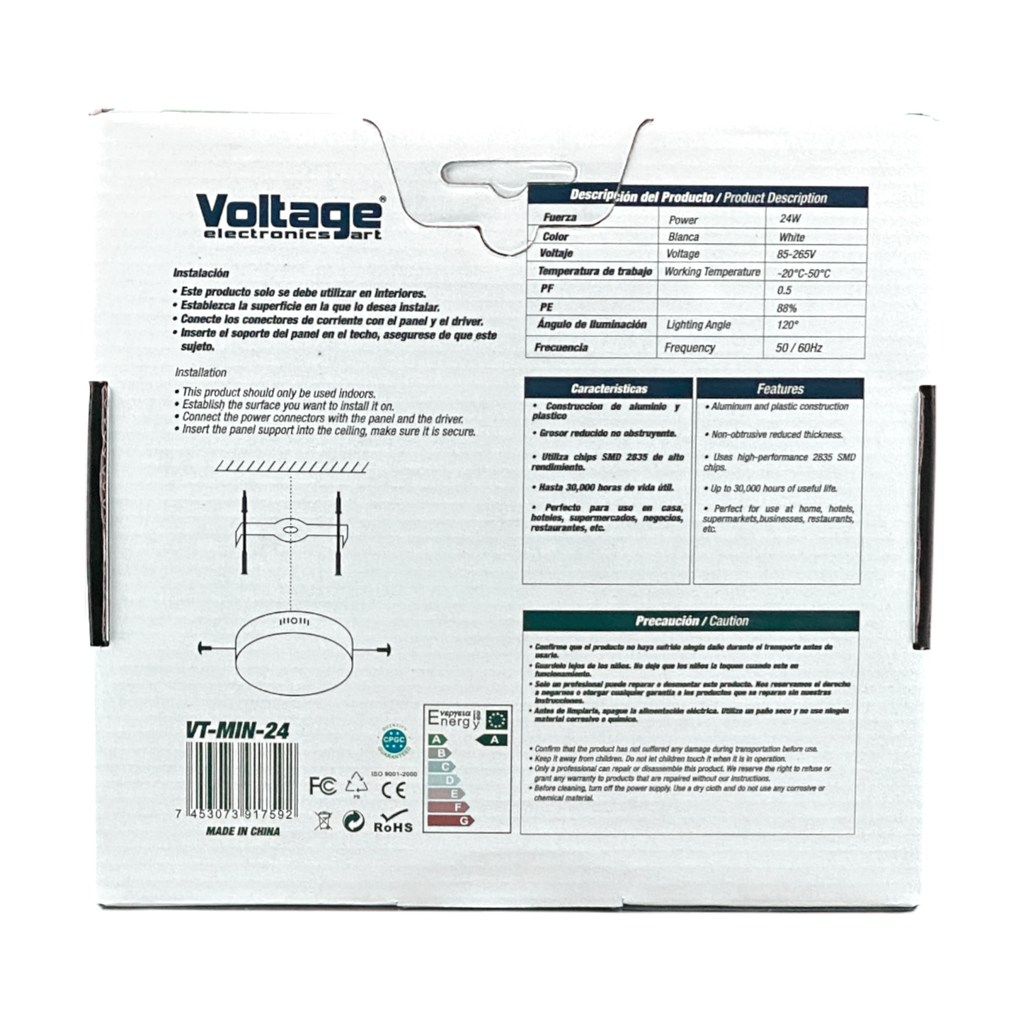 Voltage 7" LED Surface Mount Round Frameless Light 24W