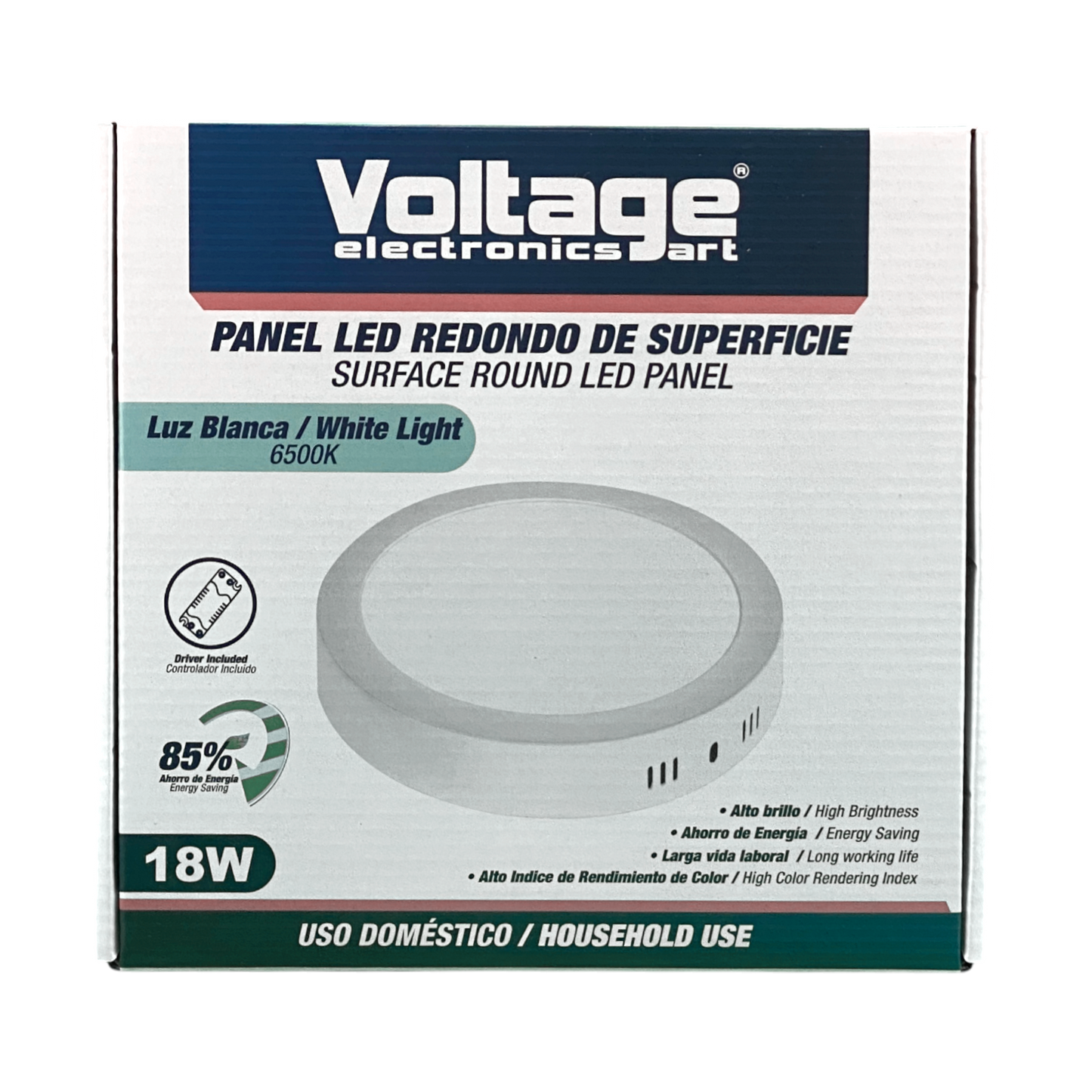 Voltage 8" LED Surface Mount Round Light 18W