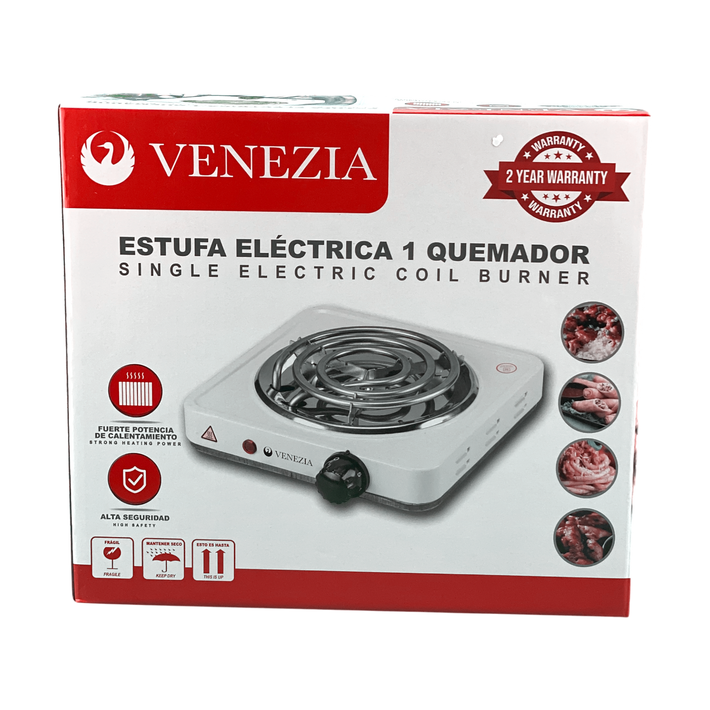 VENEZIA Single Electric Stove White 1000W