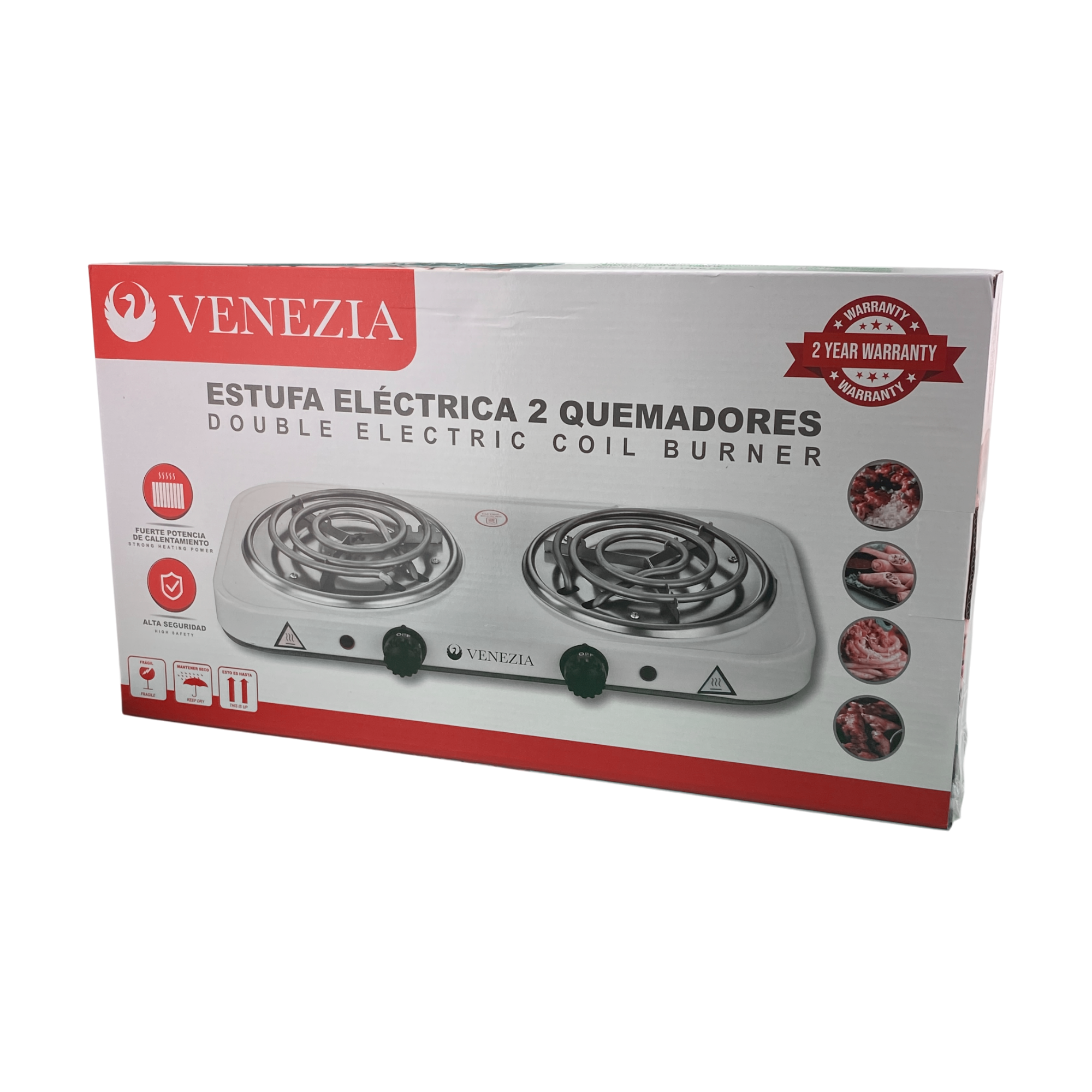 VENEZIA Double Burner Electrics Stove White 1000W x 2