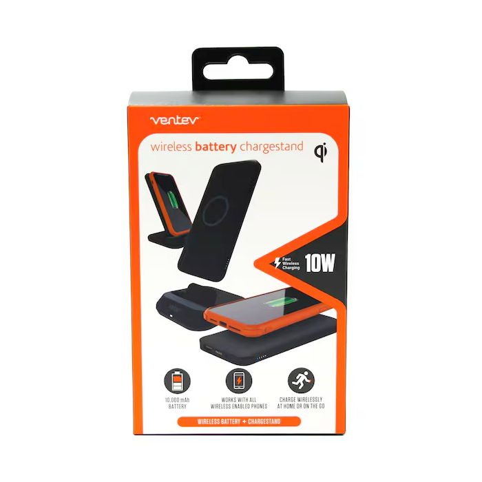 Ventev Wireless Battery Charge Stand 10W 10,000 mAh, Black