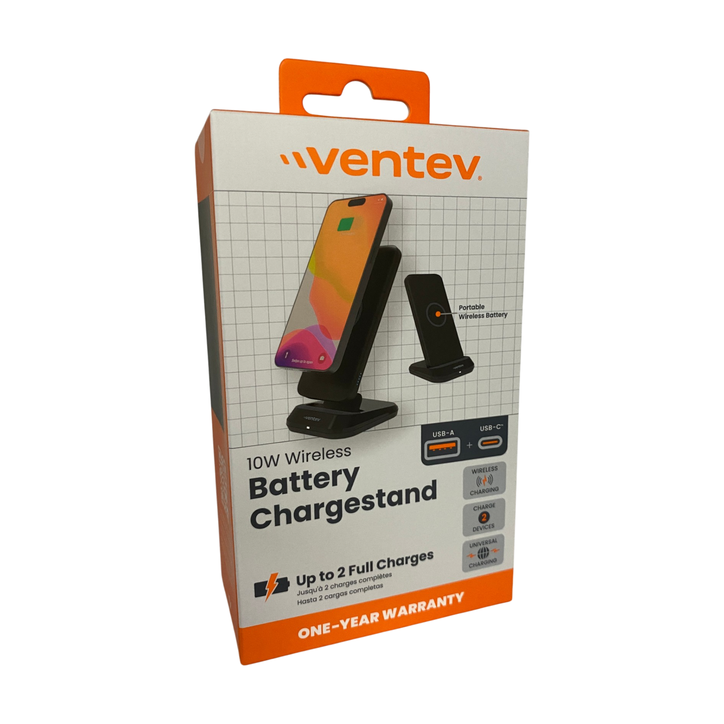 Ventev Wireless Battery Charge Stand 10W 10,000 mAh, Black