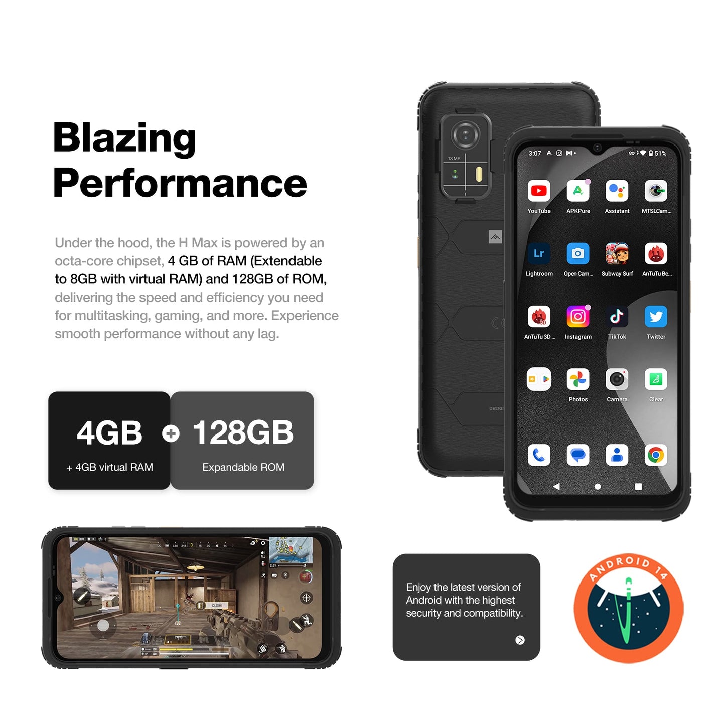 AGM H MAX | 128GB / 4GB RUGGED PHONE - ShopLibertyStore.com