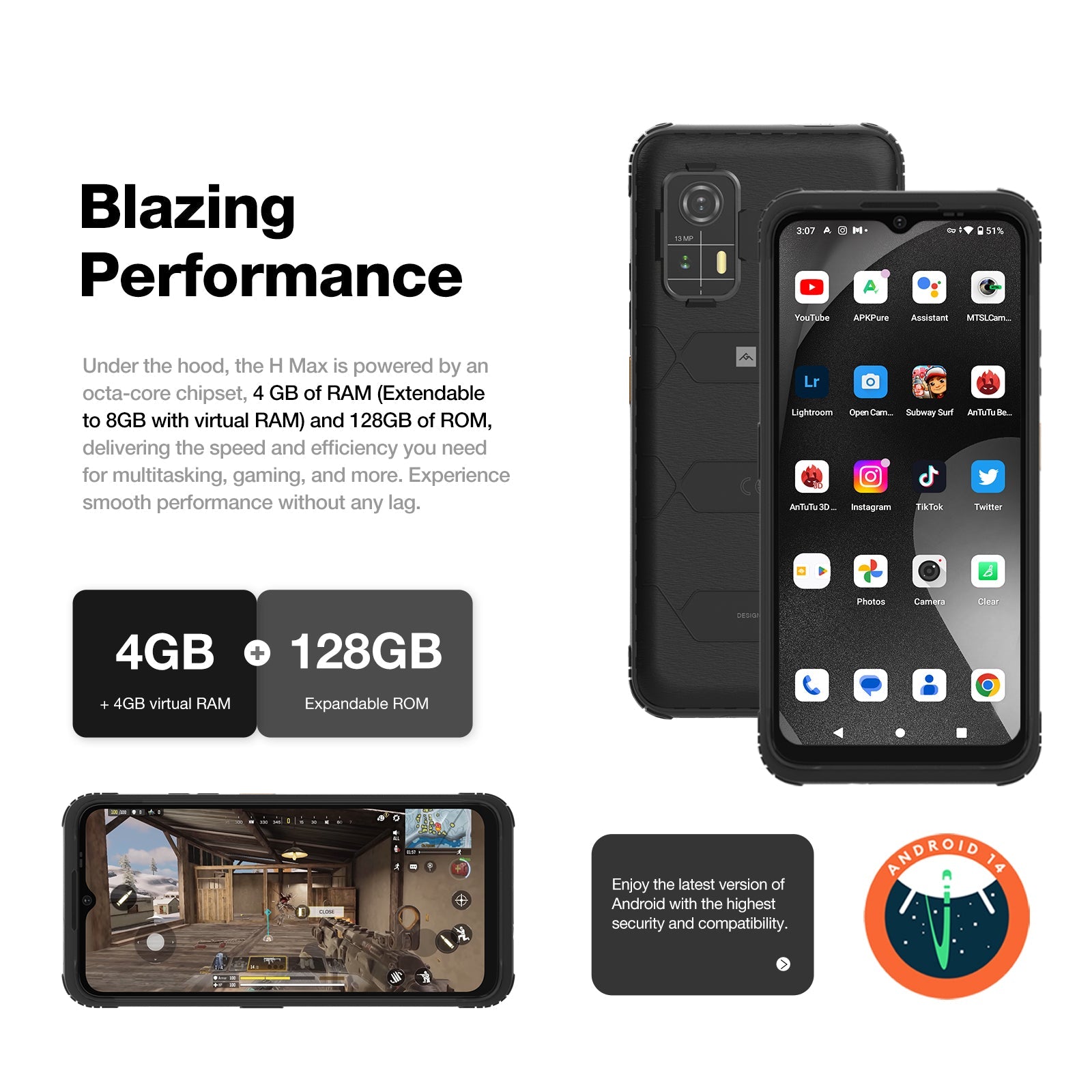 AGM H MAX | 128GB / 4GB RUGGED PHONE - ShopLibertyStore.com