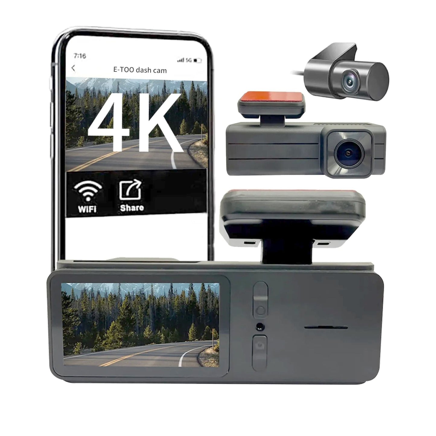 E-TOO 4K Dual Vehicle Dash Camera Kit - ShopLibertyStore.com