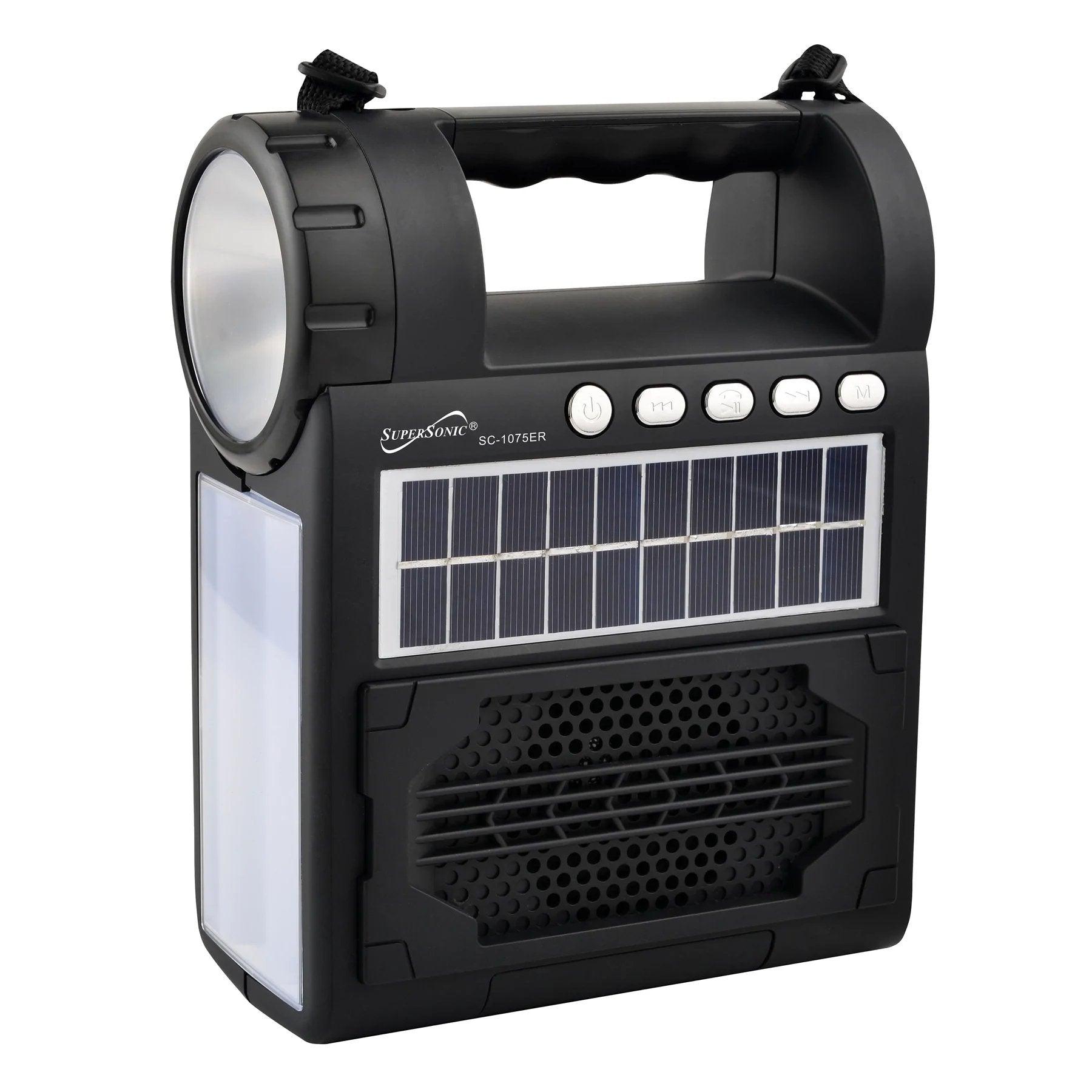 Supersonic Solar Power Speaker with FM Radio, Flashlight and Lantern | SC - 1075ER - ShopLibertyStore.com