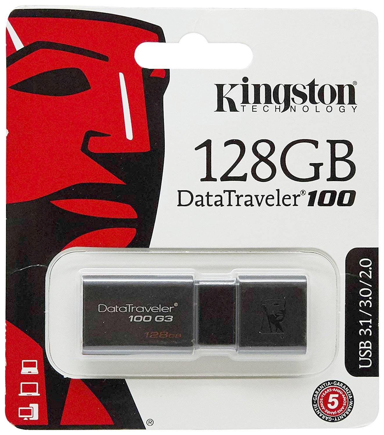 Kingston 128GB Data Traveler 100 G3 USB 3.0 Flash Drive - ShopLibertyStore.com